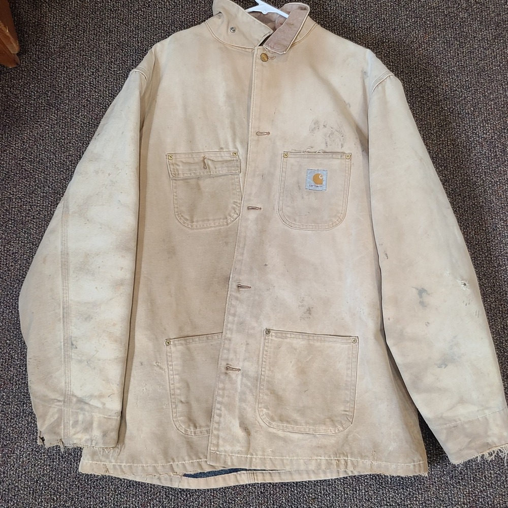 Carhartt  Button Up Canvas Blanket Lined Chore Coat Jacket Men USA
